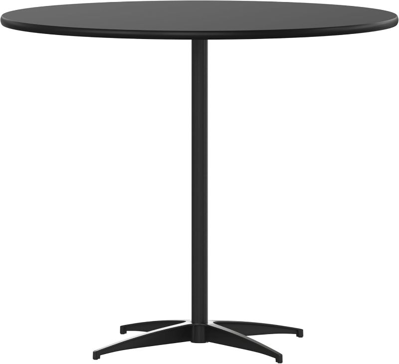 Photo 2 of 
Flash Furniture Lars Black 36'' Round Wood Cocktail Table with 30'' and 42'' Columns