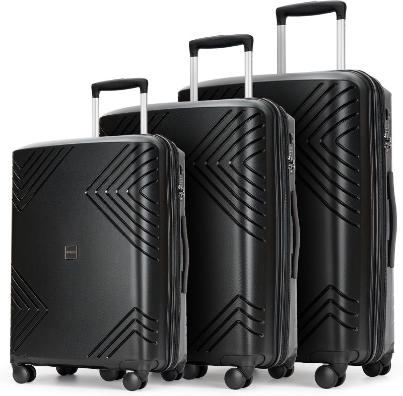 Photo 2 of 
GinzaTravel Luggage Sets 3 Piece,Large Suitcases with Wheels Hard Shell Luggage with TSA Lock,Black