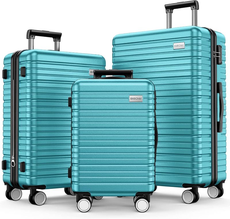 Photo 1 of 
BEOW Luggage Sets 3 Piece, Expandable Luggage Sets with Spinner Wheels, TSA Lock Suitcases with Carry on Luggage (Teal Blue, 20”24”28”)