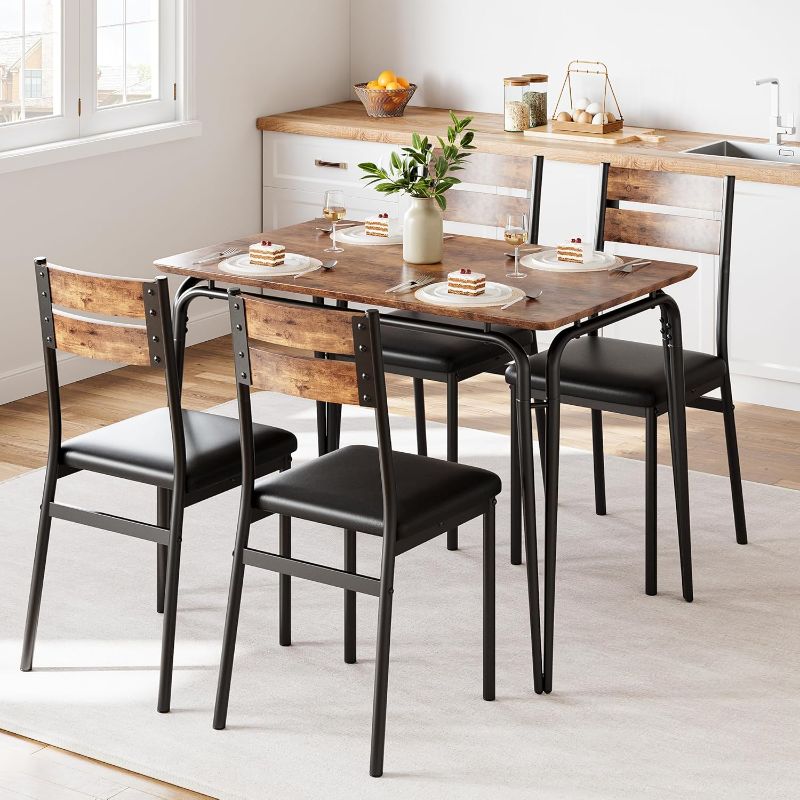 Photo 1 of DEALHOUSE Dining Table for 4, Small Table and Chairs Set of 4, Dinette Set for 4, Dinner Table Set, 5 Piece Kitchen & Dining Room Sets for Small