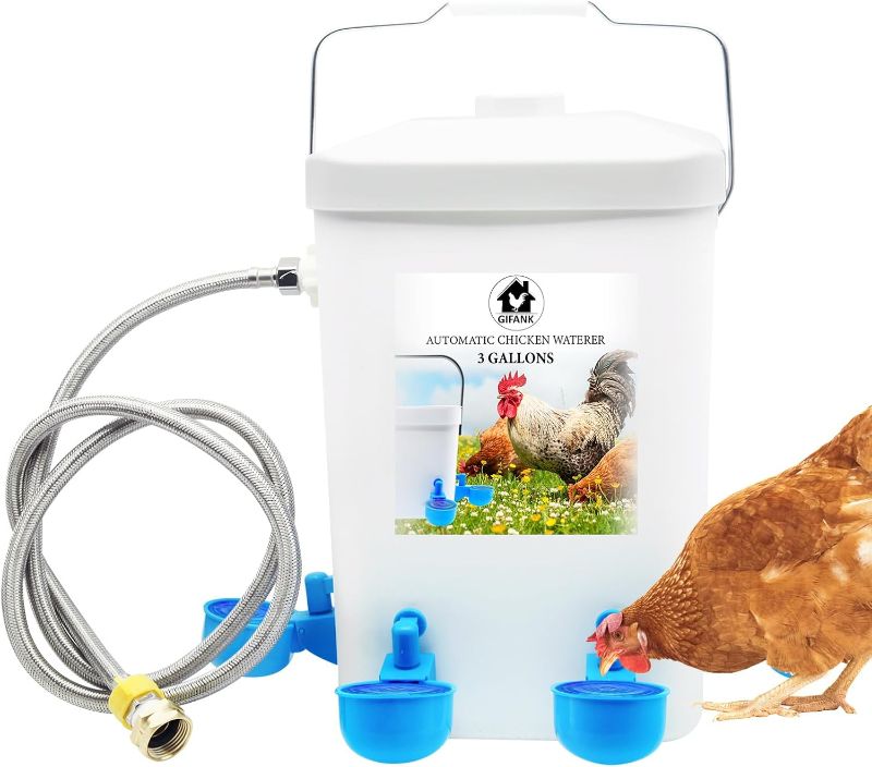 Photo 1 of ***USED - LIKELY MISSING PARTS - UNABLE TO VERIFY FUNCTIONALITY***
GIFANK Automatic Chicken Waterer Float Controlled, 3 Gallons Poultry Waterer Dispenser with Hose Attachment, Poultry Automatic Drinking Accessories for Chicks, Duck, Goose, Turkey