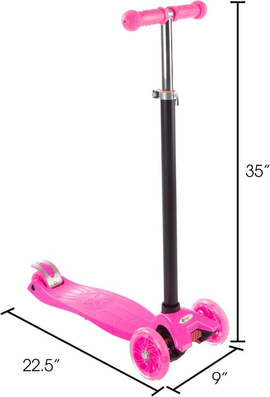 Photo 3 of (read full post) Lil' Rider Kids Scooter-Beginner Adjustable Height Handlebar, 3 LED Light-up Wheels, Kick Scooter-Fun Balance Riding Toy for Girls and Boys (Pink) (80-TK166610P)