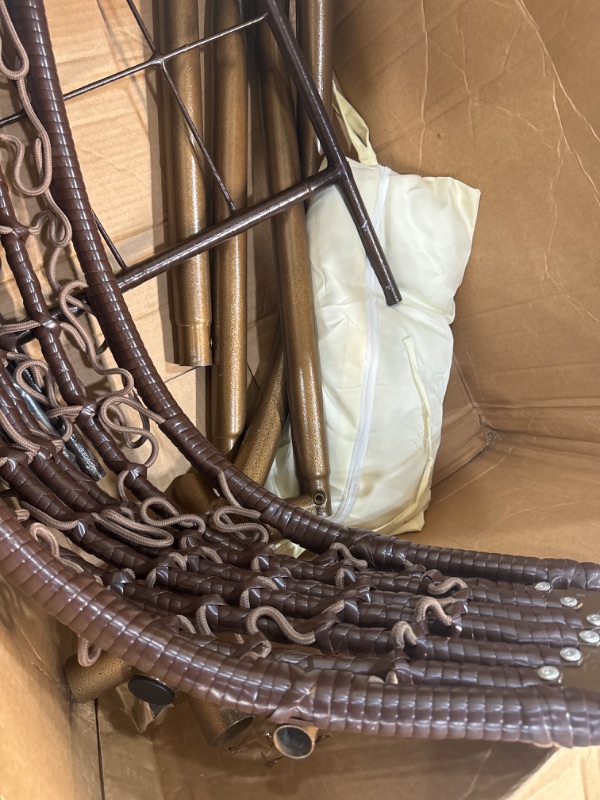 Photo 1 of *STOCK PHOTO JUST FOR REFERENCE** Slendor egg chair with stand & foot rest wicker hanging swing chair with leg rest and stand indoor/ outdoor hammock basket chair with cushion headrest for bedroom porch Brown 