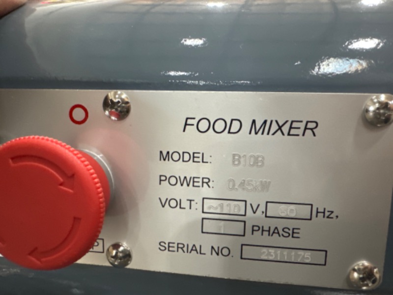 Photo 4 of *DIDNT POWER ON WHEN TESTED** Commercial Food Mixer, Commercial Mixer 10QT 450W, 3 Speeds 130/233/415RPM, Heavy Duty Electric Food Mixer Commercial with Stainless Steel Bowl Stand for Bakery Pizzeria Restaurant