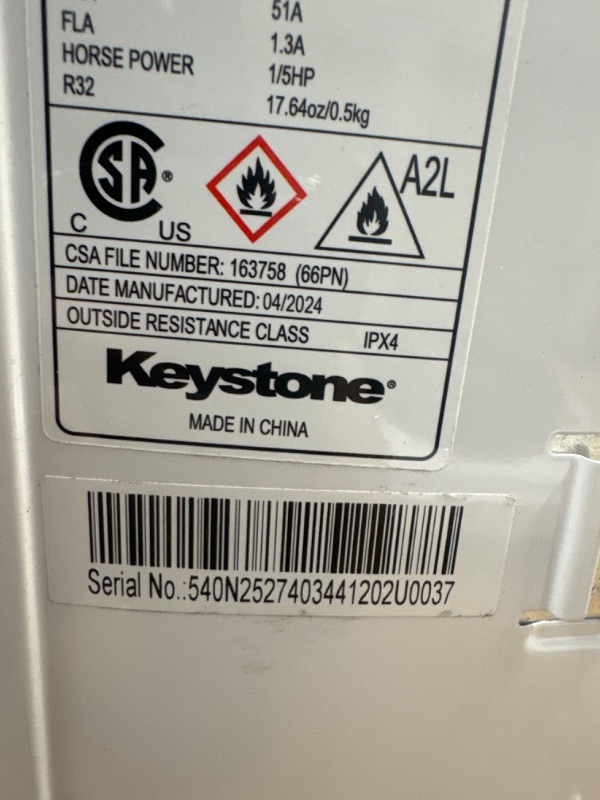 Photo 6 of *POWER SIDE DAMAGED BUT STILL POWERS ON AND THROWS COLD AIR** Keystone 14,500 BTU Window Air Conditioner and Dehumidifier, Window Unit Air Conditioners for Apartment, Living Room, Garage, and Medium to Large Rooms up to 650 Sq.Ft., Window AC Unit with Rem