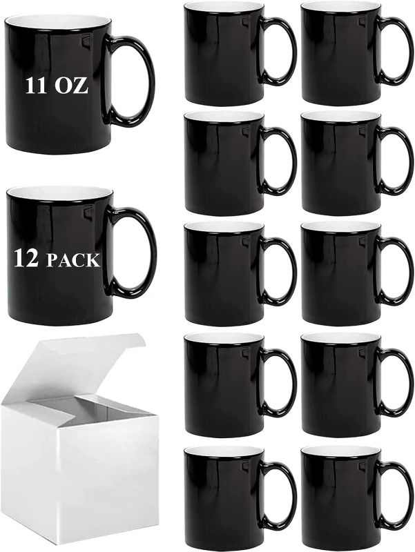 Photo 1 of *STOCK PHOTO JUST FOR REFERENCE** Color Changing Coffee Mugs, Sublimation Mugs Magic Mugs Tazas Magicas Para Sublimacion Cups Heat Sensitive Coffee Mugs 11 OZ Set of 12
