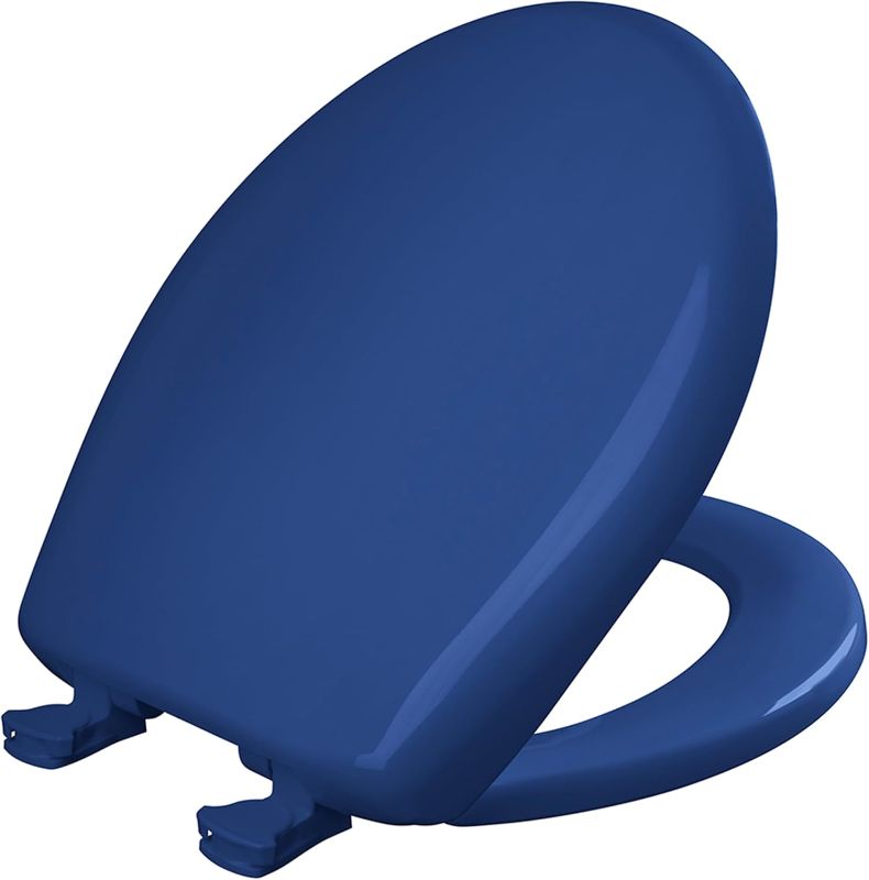 Photo 1 of * MINOR DAMAGE* Bemis 200SLOWT 364 Round Closed Front Plastic Toilet Seat with Cover, Colonial Blue
