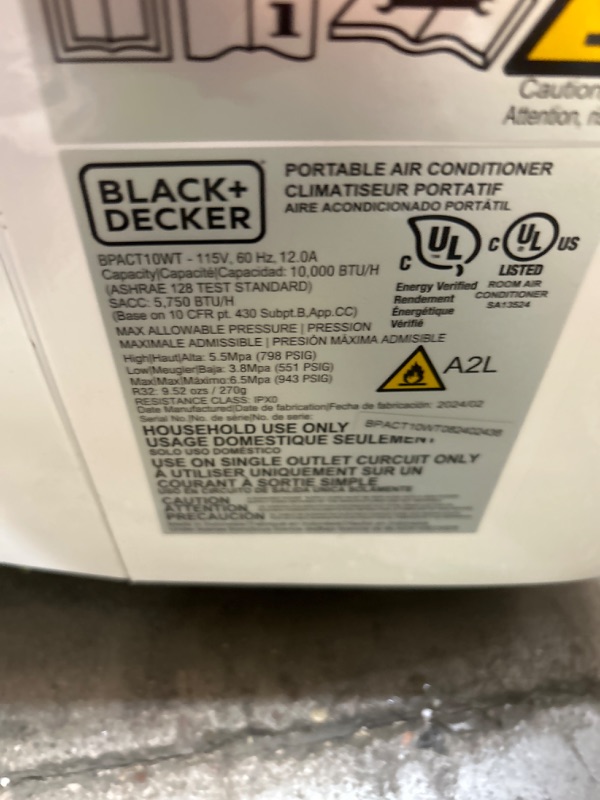 Photo 1 of *** MINOR DAMAGE SHOWN *** Black and decker portable air conditioner 