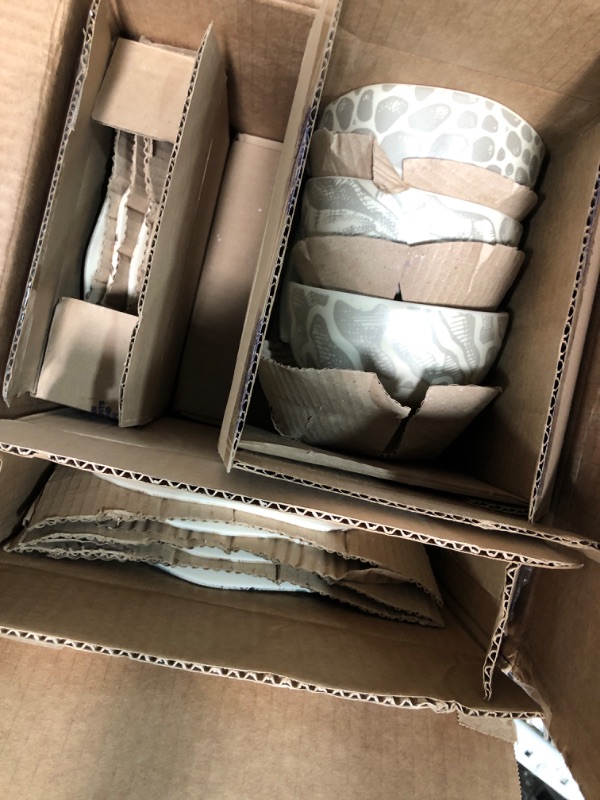 Photo 1 of **INCOMPLETE SET**
Corona Dinnerware Set 16–piece, Plates Bowls and Mugs Set, Ceramic Sets for 4, Microwave and Dishwasher Safe, Ziba Mushrooms Inspired Design