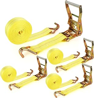 Photo 1 of 4 Pack 2 Inch Ratchet Straps Heavy Duty 20ft Tie Down Straps Ratchet with Double J Hook, 10000 LBS Break Strength, Cargo Ratchet Straps for Moving, Truck, Trailers, Motorcycles, Kayaks, Car Roof