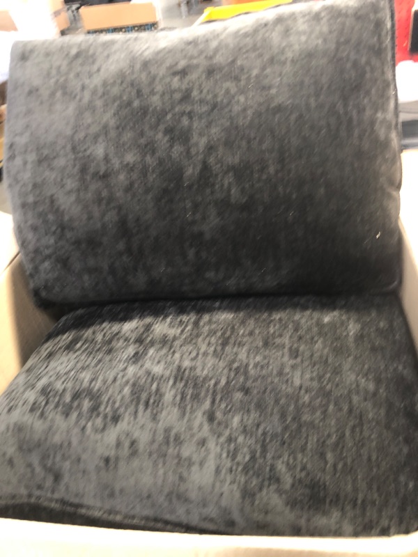 Photo 1 of ** partial set pillows only***Wide Square Arm Polyester Modern L-shaped Sofa in. Dark Gray with Ottoman and 2 Pillows
