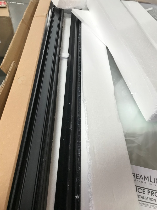 Photo 4 of ***TRUCK/TRAILER PICKUP ONLY - PREVIOUSLY USED - LIKELY MISSING PARTS - UNABLE TO VERIFY FUNCTIONALITY - SEE PICTURES***
DreamLine Alliance Pro BG 56-60 in. W x 70 3/8 in. H Semi-Frameless Sliding Shower Door in Matte Black and Clear Glass