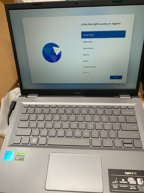 Photo 1 of Acer Aspire 5 14 Slim Laptop | 14" WUXGA (1920 x 1200) IPS | Intel Core i5-1335U | NVIDIA GeForce RTX 2050 | 16GB DDR4 | 512GB Gen 4 SSD | Wi-Fi 6E | USB4/Thunderbolt 4 | Backlit KB | A514-56GM-5932