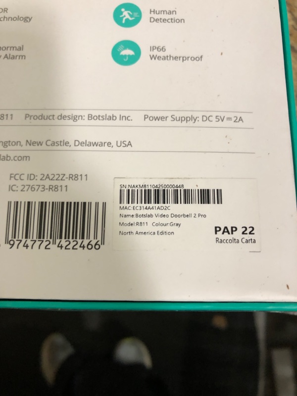 Photo 2 of BOTSLAB Video Doorbell Camera,No Monthly Fee,5MP Wireless Doorbell Camera,Head-to-Toe&180° View,Battery Powered,AI&PIR Detection,VR Mode,HDR,2-Way Talk,2.4&5GHz WiFi,Easy to Install