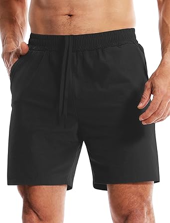 Photo 1 of Aolesy Mens Athletic Shorts 7” Quick Dry Gym Running Shorts with Zipper Pockets Lightweight Workout Shorts GREY
