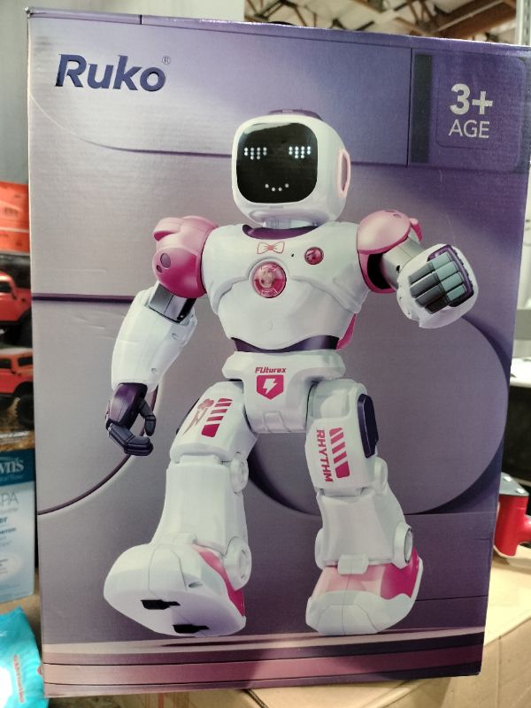 Photo 3 of *****MISSING CHARGER **** Ruko 1088 Smart Robot Toys for Kids, Large STEM Programmable Interactive RC Robot with Voice Control, App Control, Gifts for Boys & Girls Age 4 5 6 7 8 9, Pink