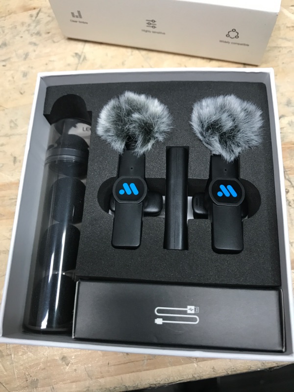 Photo 2 of 2pcs Lavalier Wireless Microphone for iPhone iPad, Wireless Microphone for Video Recording, Game Live Streaming, Interviews, YouTube, TikTok, Vlog(for iPhone 14 and Below) for Black-lightning