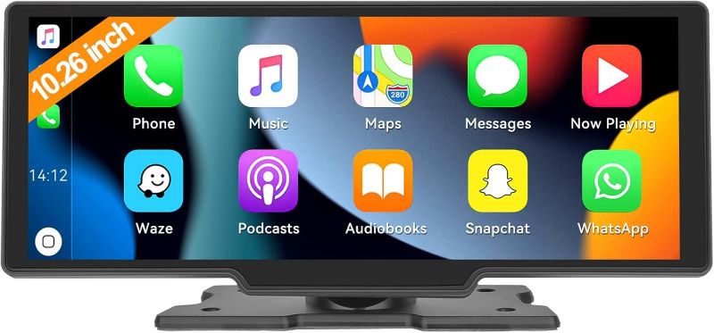 Photo 1 of 2024 Newest Wireless Apple Carplay & Android Auto 10.26 Inch IPS Touch Screen Portable Car Stereo with Bluetooth Car Radio Receiver Support Siri/Google Assistant FM Transmitter AUX Cable Dash Mount
