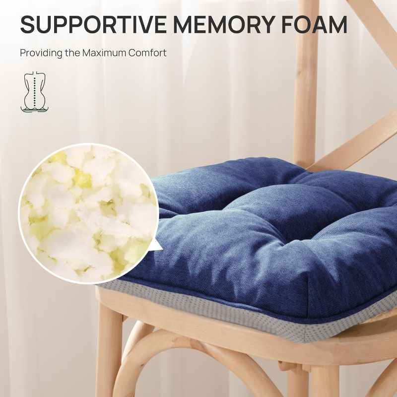 Photo 1 of ***USED***
Love's cabin Memory Foam Chair Cushions Set of 3, Outdoor/Indoor Chair Pads for Dining Chairs 4 Pack, Seat Cushions for Kitchen, Dining Room, Office, Patio Chairs, 16x16, Navy Blue