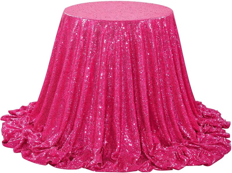 Photo 1 of (READ FULL POST) QueenDream Hot Pink Tablecloth 60 x 102 Inch Sequin Tablecloth Fuchsia Sparkly Tableclothfor Bridal Baby Shower Wedding Christmas Decorations