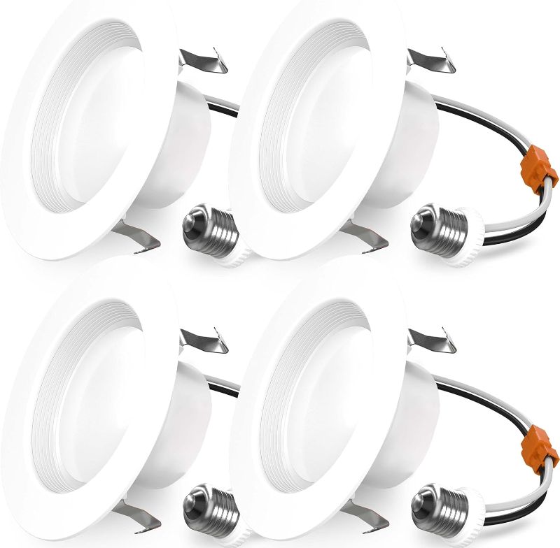 Photo 1 of (READ FULL POST) Sunco 4 Pack Retrofit LED Recessed Lighting 4 Inch, 3000K Warm White, Dimmable Can Lights, Baffle Trim, 11W=60W, 660LM, Damp Rated - ETL
