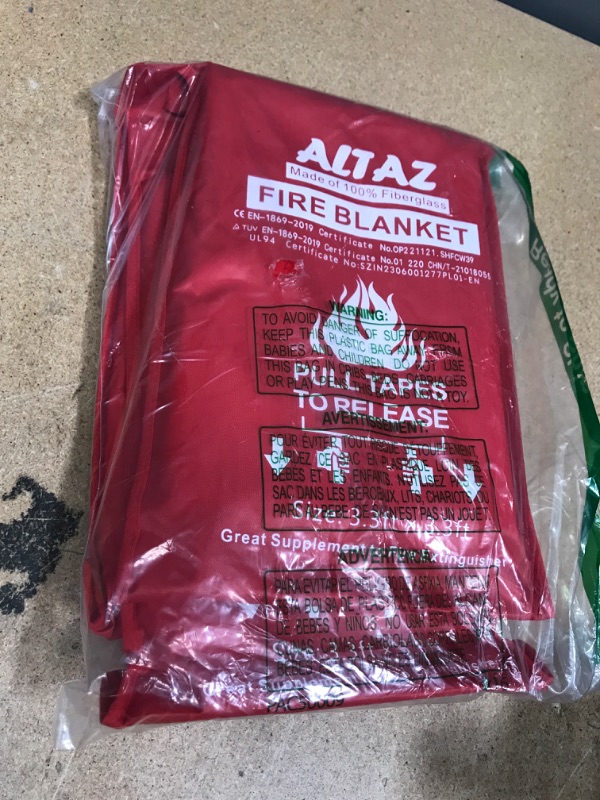 Photo 2 of *MISSING 1* Altaz Emergency Fire Blanket for Home Kitchen - 39.4"x39.4" Flame Suppression Fiberglass Fire Blankets for Camping, Grill, Car, Office, Warehouse, Fireplace, Survival, Safety (4 Pack)