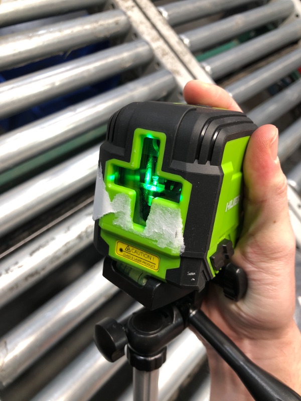 Photo 2 of (READ FULL POST) Laser Level with Tripod, Huepar 98Ft Self Leveling Laser Level Green Line Laser Cross Line Laser Leveler Tool for Picture Hanging, Tile, Home Renovation, Indoor Project, Battery&Carrying Bag Included