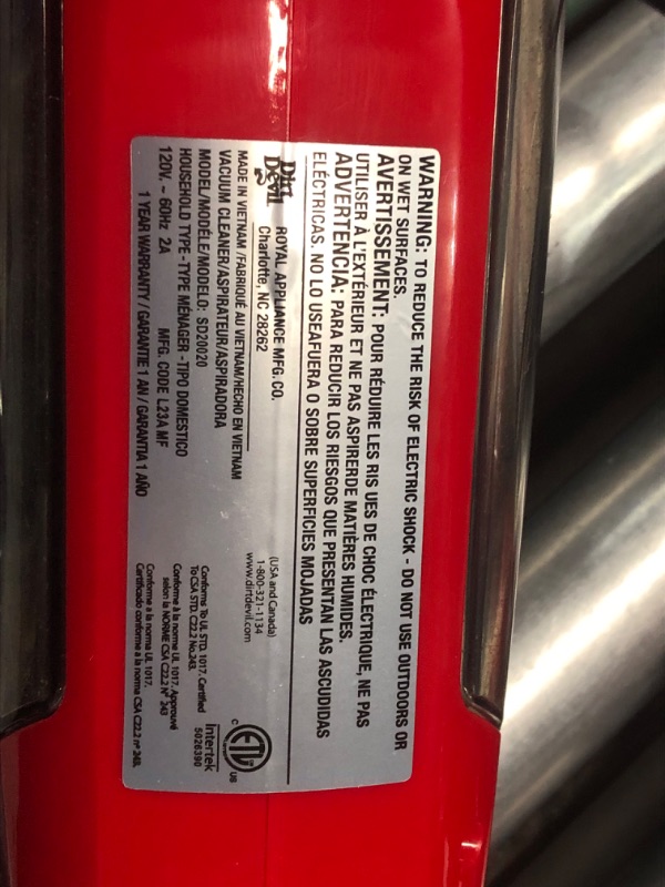 Photo 3 of ***USED - LIKELY MISSING PARTS - UNABLE TO VERIFY FUNCTIONALITY***
Dirt Devil Vibe 3-in-1 Corded Stick Vacuum Cleaner with Removable Hand Held Vacuum