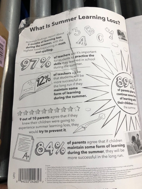 Photo 1 of ***SEE NOTES*** Summer Bridge Activities Kindergarten to 1st Grade Workbooks, Math, Reading Comprehension, Writing, Science, Fitness, Social Studies Summer Learning, 1st Grade Workbooks All Subjects With Flash Cards Paperback – January 25, 2015
by Summer 