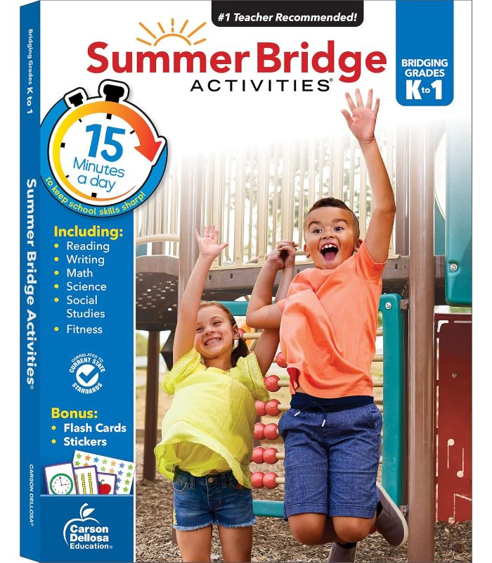 Photo 1 of ***SEE NOTES*** Summer Bridge Activities Kindergarten to 1st Grade Workbooks, Math, Reading Comprehension, Writing, Science, Fitness, Social Studies Summer Learning, 1st Grade Workbooks All Subjects With Flash Cards Paperback – January 25, 2015
by Summer 