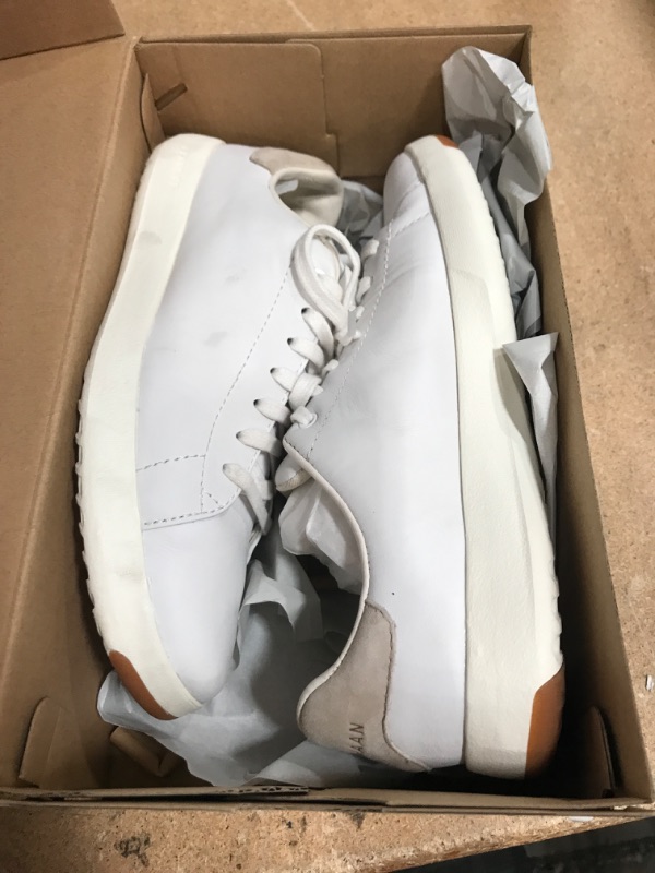 Photo 2 of ****LITTLE DIRTY **** Cole Haan Women's GrandPro Tennis Leather Lace OX Fashion Sneaker, Optic White/Optic White, 7.5 B US