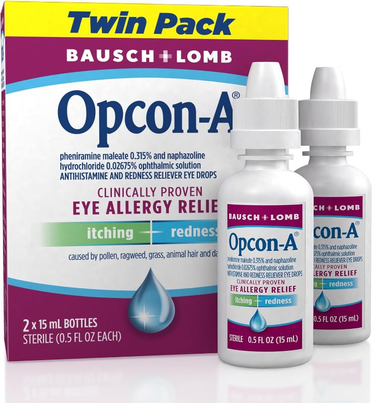 Photo 1 of **MISSING BOTTLE (1 of 2)** Opcon-A Bausch and Lomb, Eye Drops, 1 Fl Oz
exp 2026/01