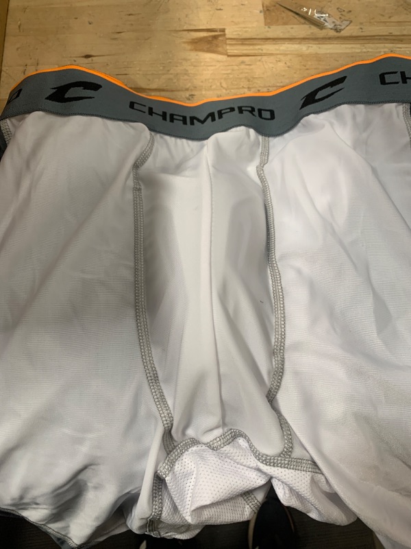 Photo 2 of ** UKNOWN IF USED/ OPEN BOX** Champro Wind Up Compression Polyester/Spandex Sliding Short W/Cup, Adult X-Large, White