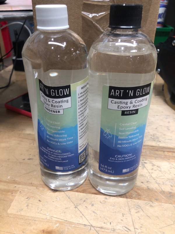 Photo 2 of 
Art ‘N Glow Epoxy Resin for Clear Casting and Coating - 16 Ounce Kit - Perfect for Molds, Crafts, Tumblers, Jewelry, Wood - Food Safe,Bubble Free, and Made