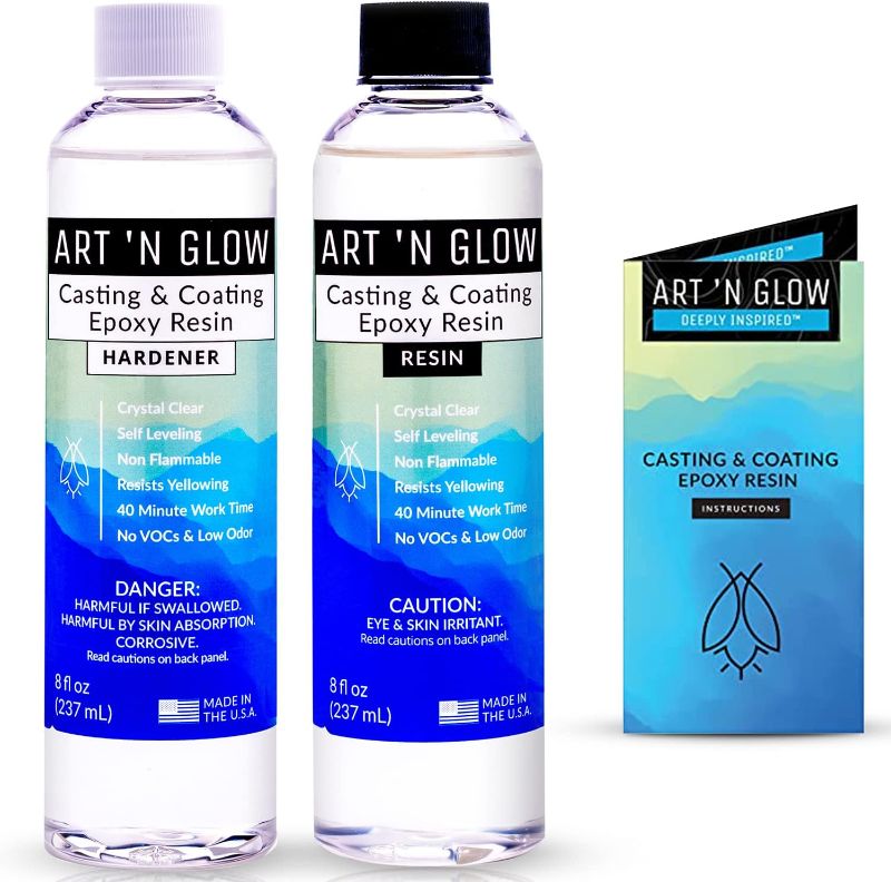 Photo 1 of 
Art ‘N Glow Epoxy Resin for Clear Casting and Coating - 16 Ounce Kit - Perfect for Molds, Crafts, Tumblers, Jewelry, Wood - Food Safe,Bubble Free, and Made