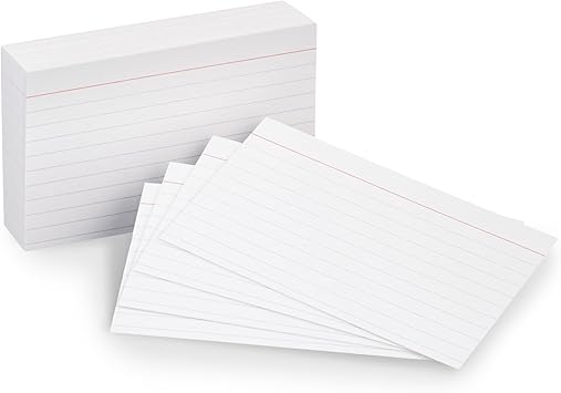 Photo 1 of Amazon Basics Heavy Weight Ruled Lined Index Cards, White, 3x5 Inch Card, 100-Count
