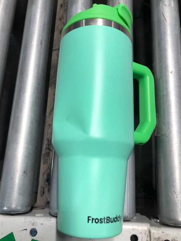 Photo 2 of (MINOR DAMAGE/ SEE NOTES) 
Thicc Buddy - 40 oz Stainless Steel Vacuum Insulated Tumbler with Lid and Straw for Water - Travel Mug Cupholder Friendly - Gifts for Women Men Him Her GREEN