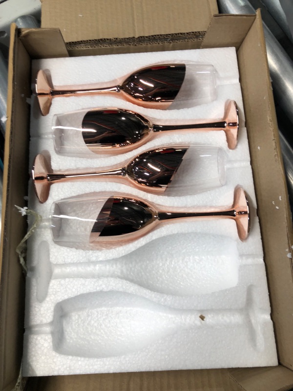 Photo 2 of (MISSING 2) (4 TOTAL) MyGift Modern Stemmed Rose Gold Champagne Flute Set of 6, Bridesmaid and Wedding Toasting Glasses, Prosecco Wine Glass, Mimosa Glass Set, Cocktail Glass Set, Drinking Glassware