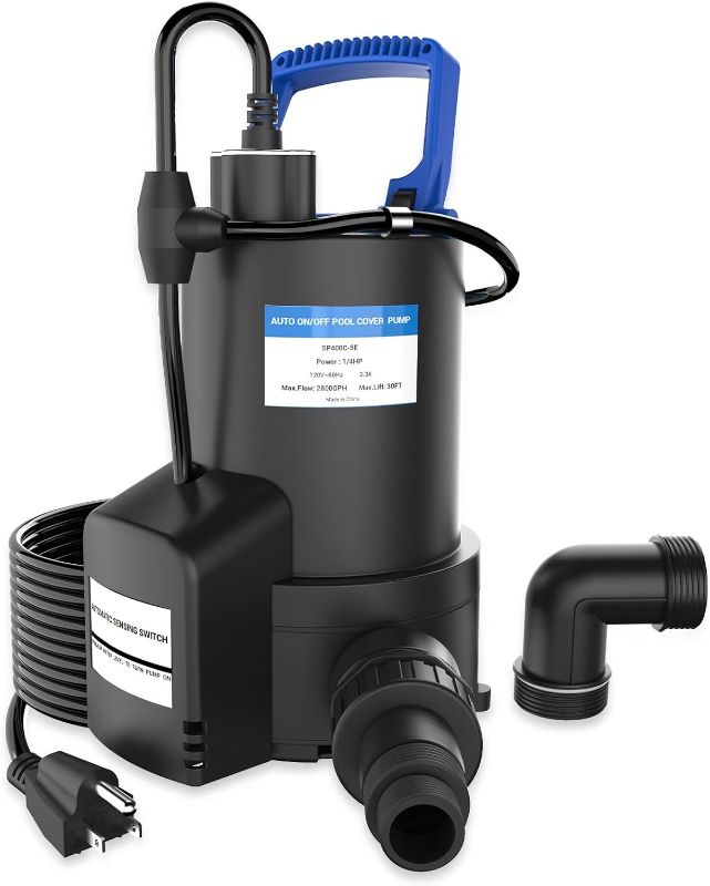 Photo 1 of 1 HP Automatic Submersible Sump Pump, 2800 GPH Water Pump Utility Pump for Pool Draining, High Flow Water Removal, with 10FT ?Power Cord for Flooded Areas, Swimming Pool, Flooded House Basement