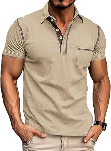 Photo 1 of ** SAME BRAND, DIFFERENT STYLE**
Fioboc Golf Tees Mens Shirts Fashion Polo T-Shirts Soft Stay Cool Short Sleeve Fashion T-Shirt Solid Henley Polo Shirt Rust-Brown Large