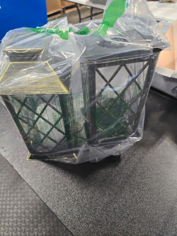 Photo 1 of 2Pack 11" Outdoor Solar Lanterns Waterproof Garden Patio Flickering Candle Mission Lantern Lights for Tabletop , Outside, Party, Yard, Lawn, Gardening Gifts (Antique Green Bronze)