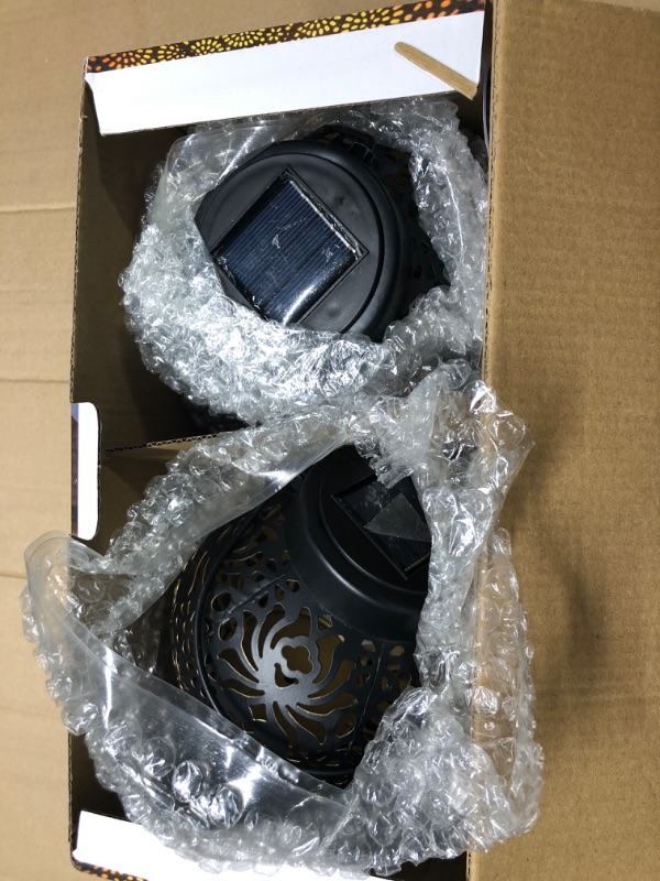 Photo 1 of {2 Pack} Outdoor Solar Hanging Lantern Lights Metal LED Decorative Light for Garden Patio Courtyard Lawn and Tabletop with Hollowed-Out Design. 2 Color Options Black and Bronze.