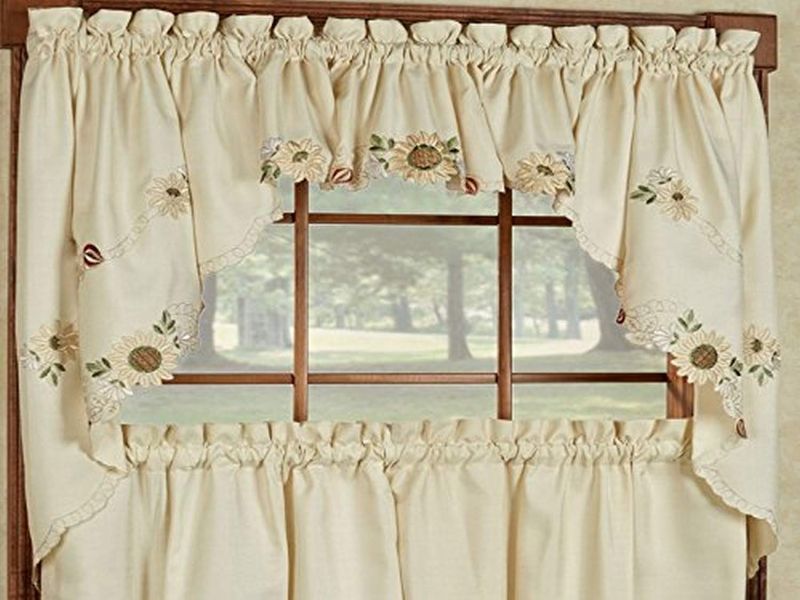 Photo 2 of   set of 3*** Sweet Home Collection Kitchen Window Tier, Swag, or Valance Curtain Treatment in Stylish and Unique Patterns and Designs for All Home Décor, Sunflower