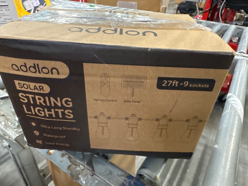 Photo 1 of addlon 33FT (27+6) Solar String Lights for Outside Outdoor Waterproof with USB Port and Remote Control Solar Patio Lights Last for 20+Hrs Dimmable Solar Power LED Bulbs Hanging for Porch Garden Bistro