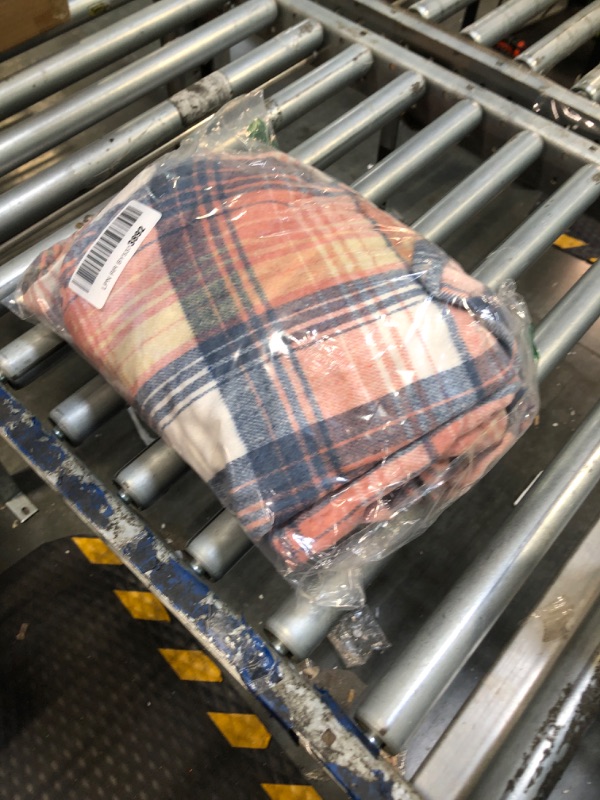 Photo 1 of Dokotoo Fashion 2024 Winter Womens Ladies Plaid Shacket Jacket Women Sherpa Lined Fleece Fur Hooded Button Down Long sleeve Flannel Shirts Fluffy Warm Thick Oversized Outwear Coat with Pockets Pink L