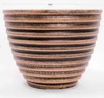 Photo 1 of  Honey Pot Grooved Circle Pattern Decorative Plastic Planter 10WX8H inches for Garden, Patio, Office, Deck, Balcony and other Home Decor Perfect for Fall Thanksgiving Winter (Grooved, Copper)