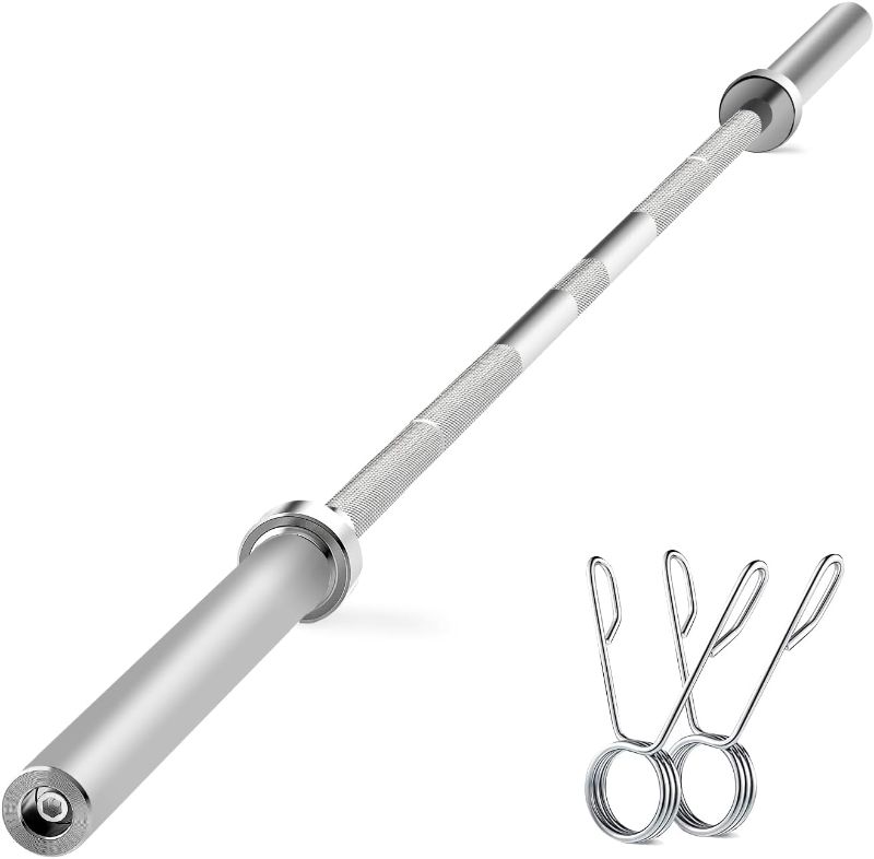 Photo 1 of  Olympic Barbell: Solid Chrome Bar for Strength Training, Weightlifting, and Powerlifting