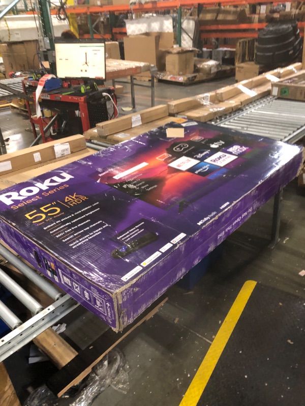 Photo 1 of *** turns on, parts only, no returns, final sale*** Roku Smart TV – 55-Inch Select Series 4K HDR RokuTV Enhanced Voice Remote