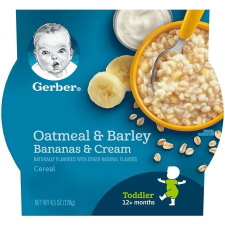 Photo 1 of (Pack of 8) Gerber Breakfast Buddies Hot Cereal with Real Fruit and Yogurt Bananas and Cream 4.5 Oz. Tray