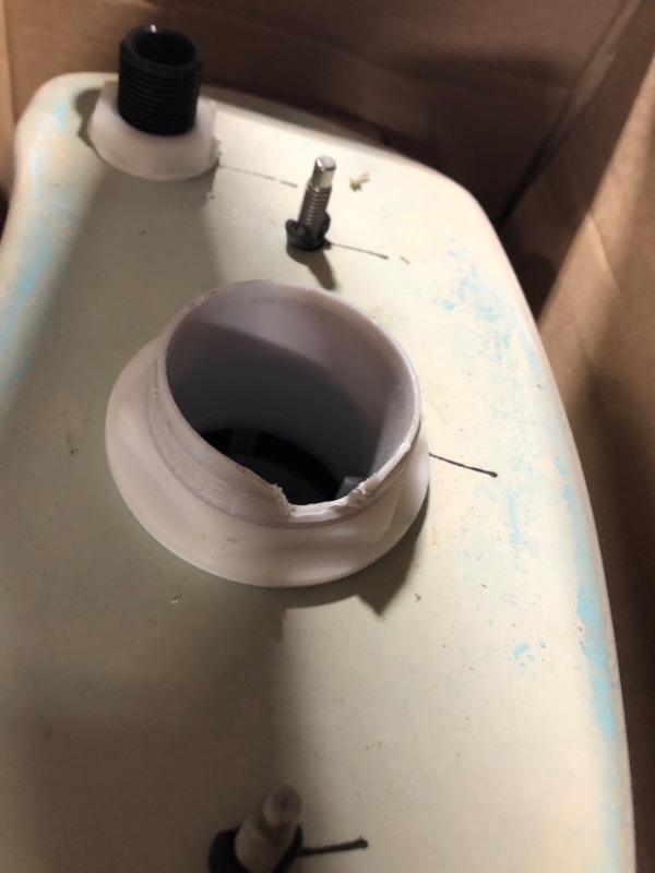 Photo 1 of ***Toilet bowl not included*** ***Damage shown in last photo*** American Standard 608AA006.020 Edgemere Two-Piece Toilet with Slow-Close Seat and Wax Ring, Elongated Front, Dual Flush, White, 1.1-1.6 gpf